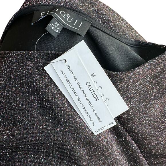 ELOQUII Black Sparkly Metallic Lurex Tulip Mini Dress Women's Size 24 NWT Glam - Picture 11 of 13